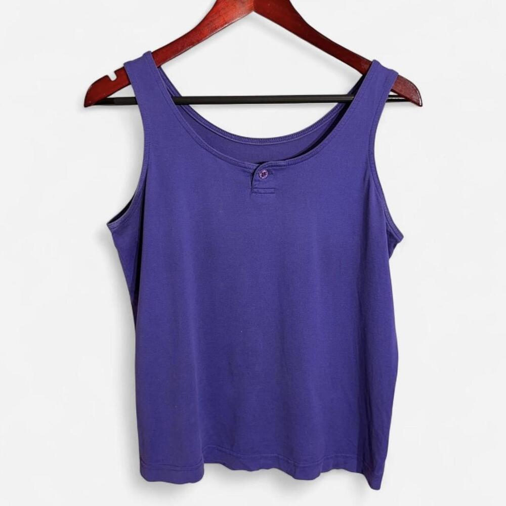 Sleeveless Indigo Tank Top with Button Detail